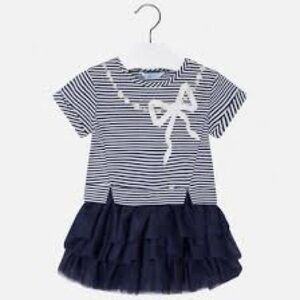 Mayoral Navy and White Striped Dress